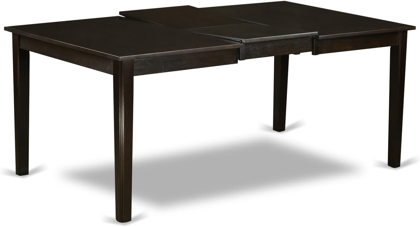 East West Furniture HEDR9-CAP-03 9 Piece Dining Room Table Set Includes a Rectangle Kitchen Table with Pedestal and 8 Brown Linen Fabric Parson Dining Chairs, 42x72 Inch, Cappuccino