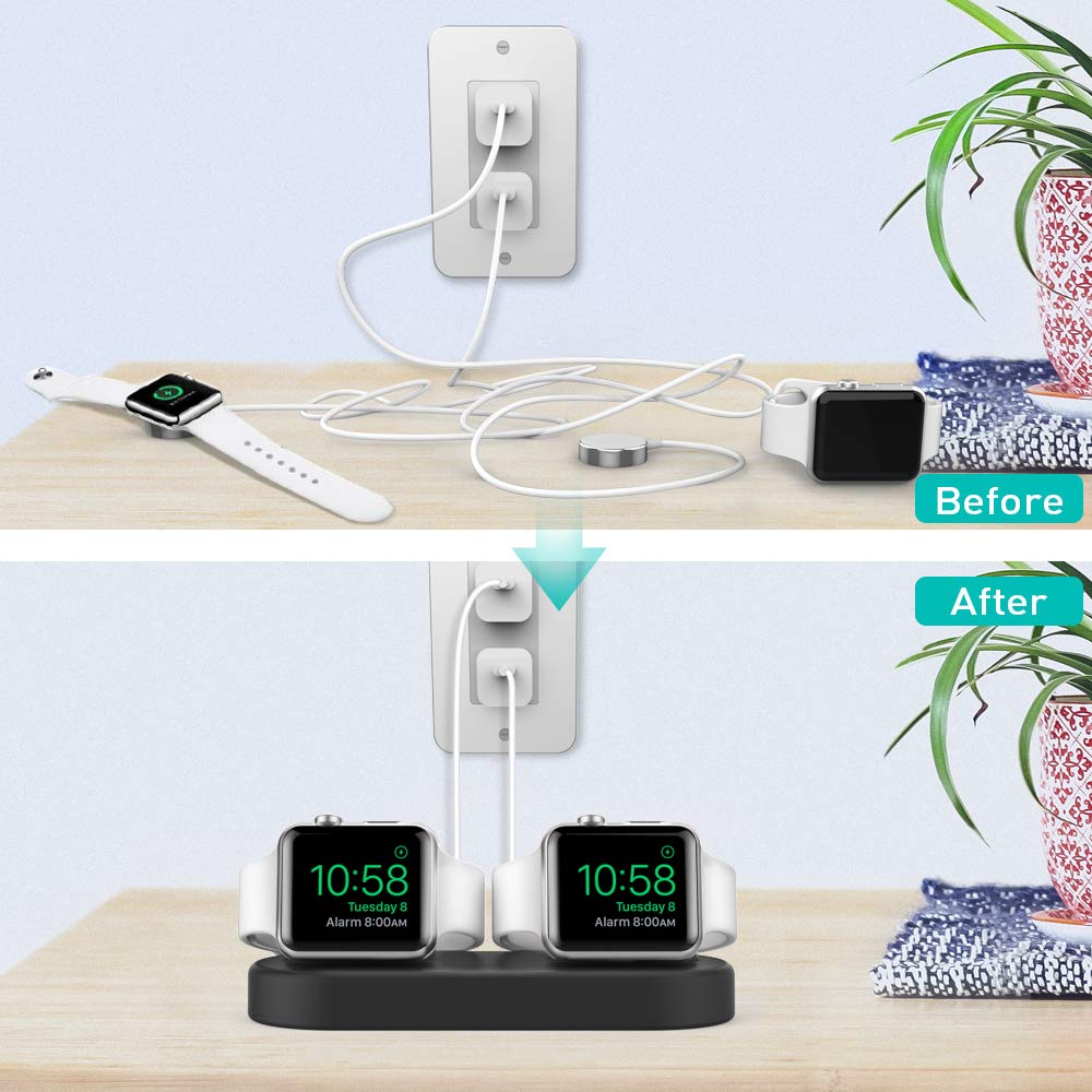 Delidigi Dual Charger Stand Holder Compatible With Apple Watch Ultra 3/2/1, Se 3/2/1, Series 11 10 9 8 7 6 5 4 3 2 1 (49/46/45/4