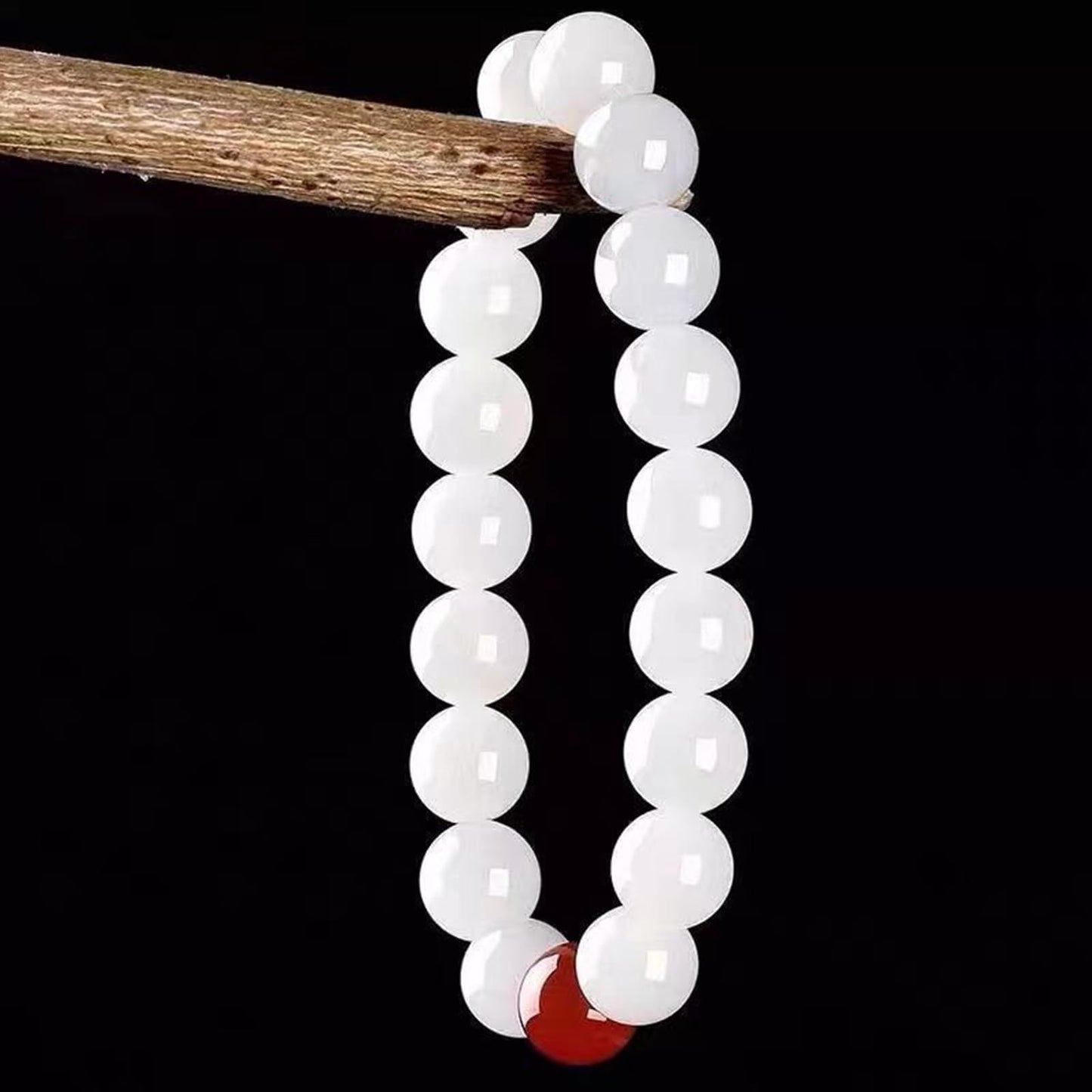 Cryhand White red Jade Bracelets For Men Protection Healing Crystal Bracelet For Women Spiritual Charms Stretchy 8mm Beaded Lucky Handmade Anxiety Braceletss