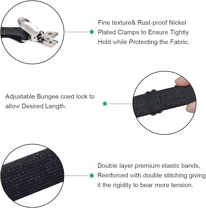 Bed Sheet Holder Straps, 2Pcs Adjustable Crisscross Fitted Sheet Band Straps Grippers Suspenders,Triangle Elastic Mattress Cover Holder Fasteners for All Bed Sheets, Mattress Covers