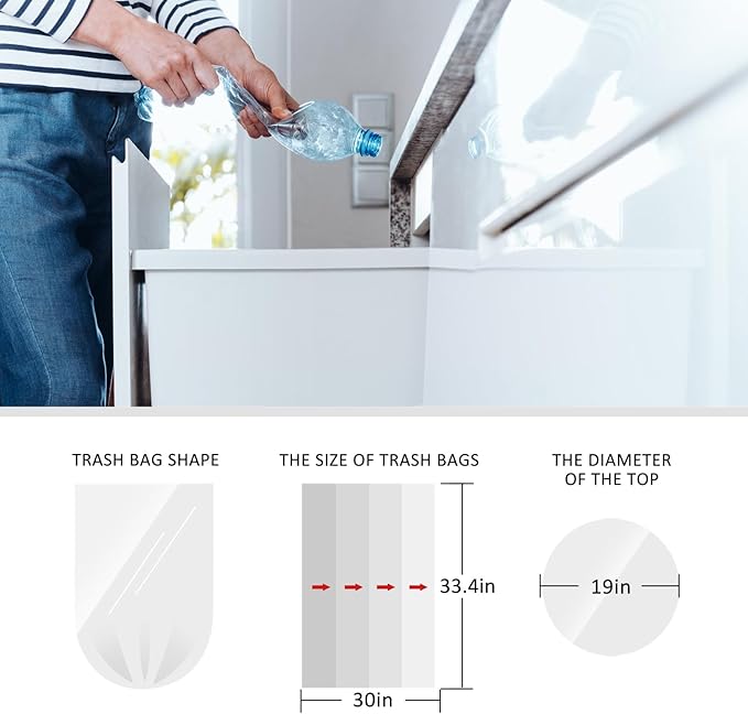 16 Gallon 120 Counts Strong Tall Kitchen Trash Bags,Fit 13,15,16,18,20Gal,Garbage Bags by Teivio, Unscented,Bin Liners, Plastic Bags for home,for Bathroom,Office,Industrial,Commercial, Clear