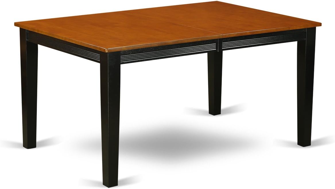 East West Furniture QUIN7-BLK-W 7 Piece Kitchen Table & Chairs Set Consist of a Rectangle Dining Room Table with Butterfly Leaf and 6 Dining Chairs, 40x78 Inch, Black & Cherry