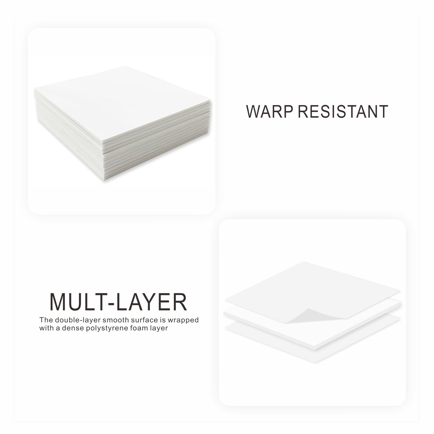 Foam Board 16 x 20 in, ZXUNLIEH 12 Pack White Poster Board, 3/16 in Thick Craft Foam Core Board, Puzzle Board, Double Sided, Foam Sheets for Picture, Project, Presentation, Artwork, Signage and Crafts