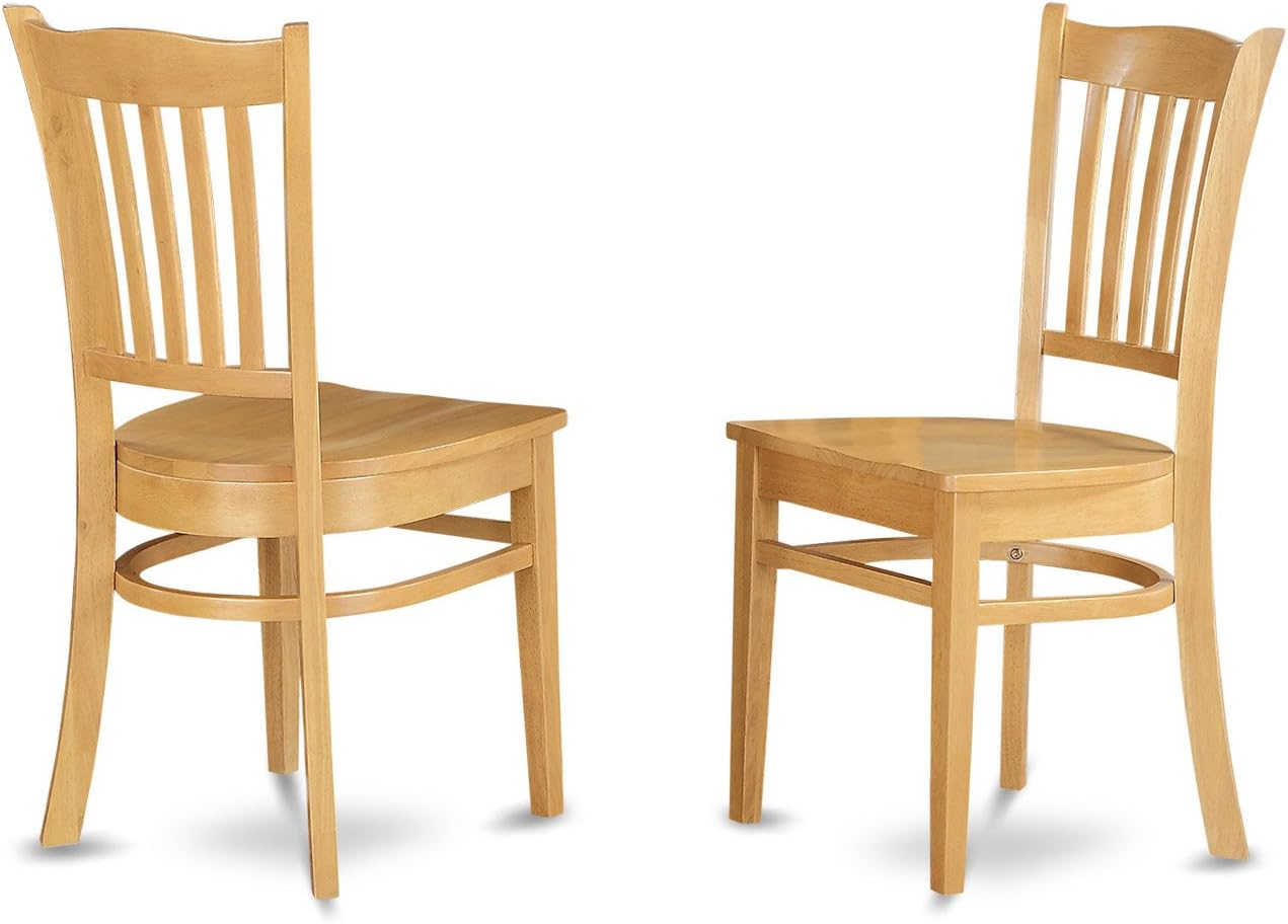 East West Furniture ANGR5-OAK-W 5 Piece Kitchen Table & Chairs Set Includes a Round Dining Room Table with Pedestal and 4 Dining Chairs, 36x36 Inch, Oak
