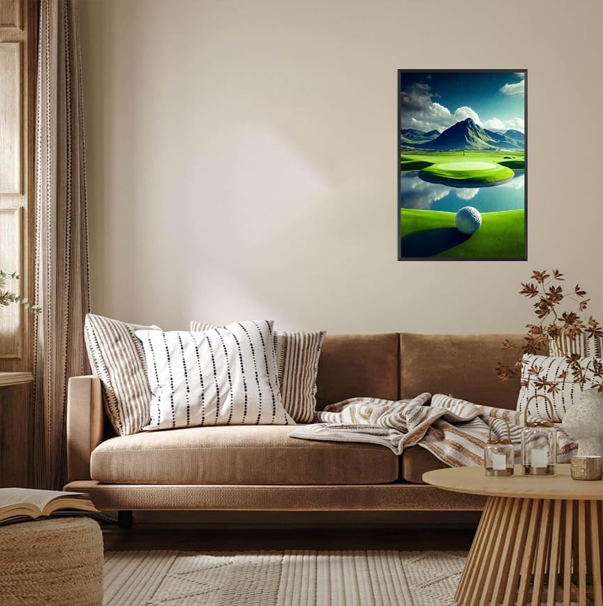 Golf Course Landscape Poster Golfing Sport Site Canvas Wall Art Trendy Ball Grassy Field Aesthetic Prints Painting For Living Room Bedroom Office Wall Decor 24x36in Unframed