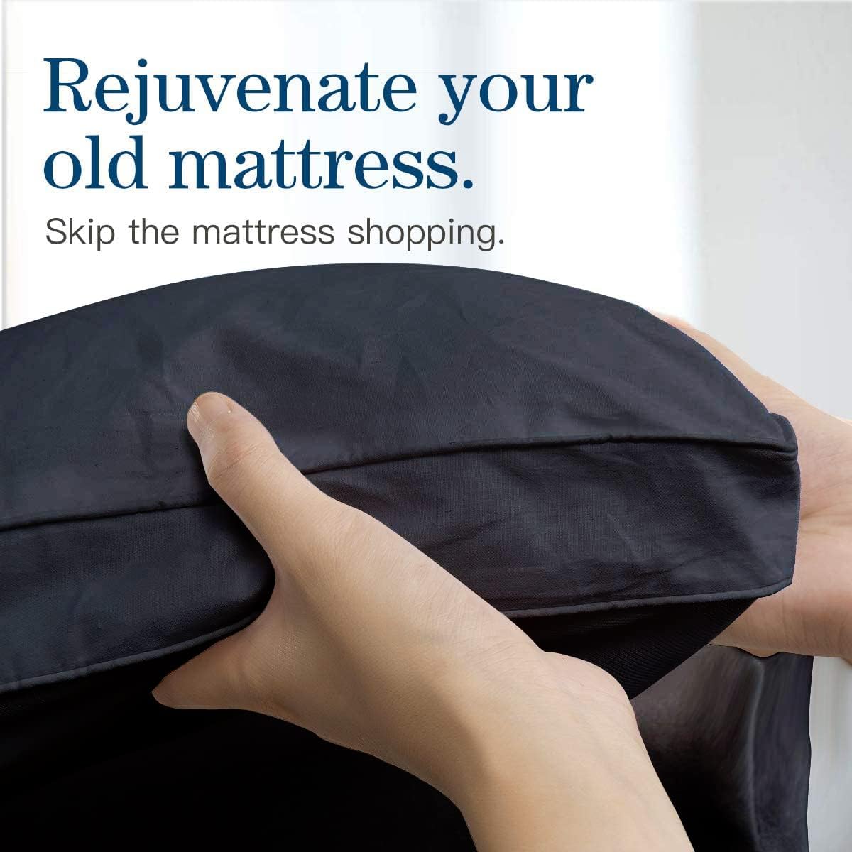 COONP Twin Mattress Topper, Extra Thick Pillowtop, Cooling Plush Mattress Pad Cover Bed Topper Protector with 8-21 Inch Deep Pocket (Black, Twin)