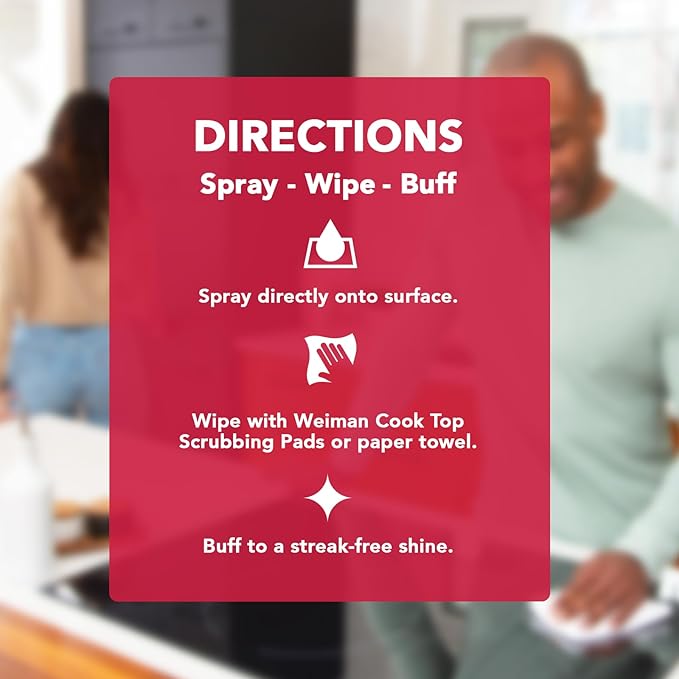 Weiman Cooktop Cleaner Spray for Daily Use, Streak & Residue Free, Non-Abrasive Formula, 2 Pack with Micro Towel