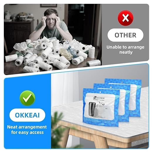 OKKEAI 2.6 Gallon Small Trash Bag, 60 Count Drawstring Green Heavy Duty Trash Bags, Tear-Resistant & Leakproof, Mini Wastebasket Liners for Bathroom, Office, Dorms