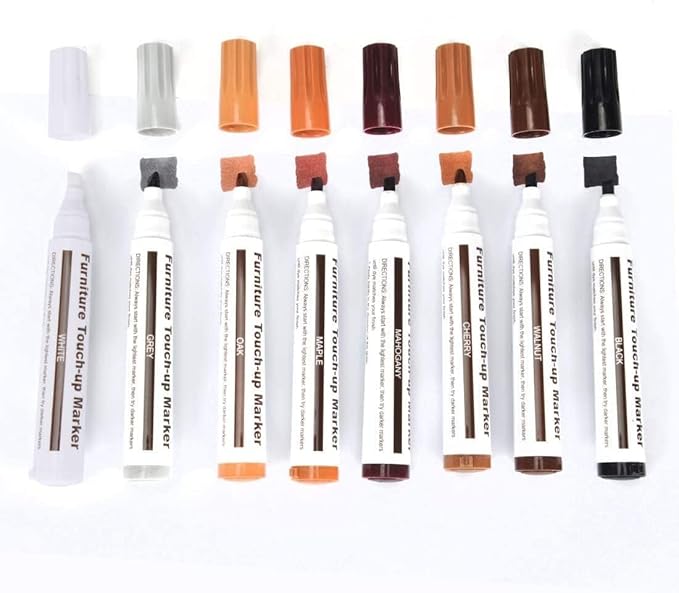 SEISSO Furniture Repair Kit - Set of 42 - Wood Repair Kit Wood Fillers, Furniture Scratch Repair Markers and Wax Sticks with Scraper, Brushes, for Scratches, Stains, Wood Floor, Laminate, Cabinet
