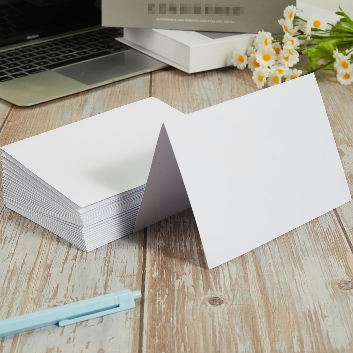 50 Pack Blank Cards Folded Cardstock Thank You Blank Greeting Cards for Invitations, Wedding, Greeting Cards, All Occasion DIY, 3x5 Folded Cards White