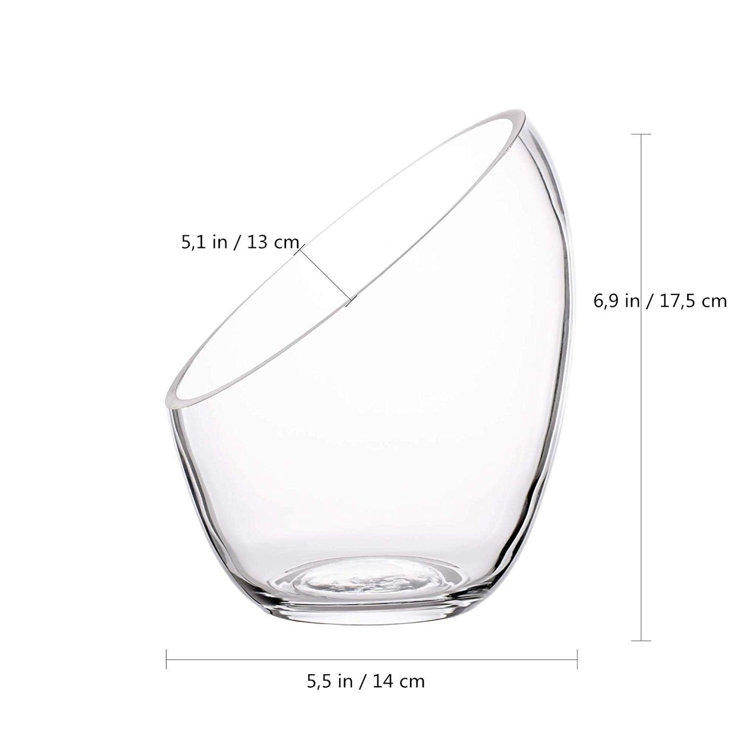 KNIKGLASS Clear Slant Cut Bubble Bowl, Fish Bowl & Plant Terrarium, Candy Jar Slant Cut Globe Vase Center Piece, Round Flower Vase, (6.9“ Tall .5.5“ Wide) …