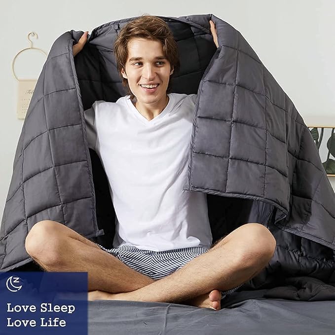 ZonLi Weighted Blanket for Adults (60"x80", 17lbs, Dark Grey) Queen Size High Breathability Cooling Heavy Blanket, Soft Material with Premium Glass Beads, All-Season, Easy Care
