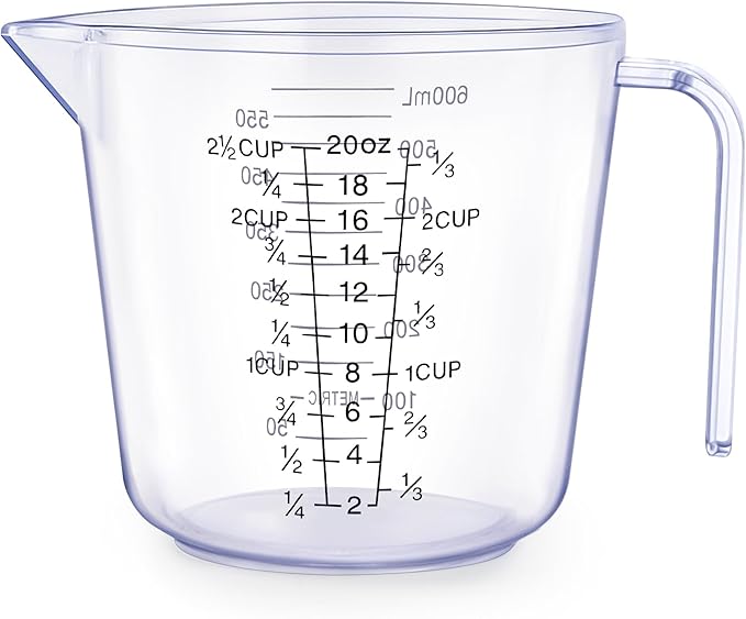 Measuring Cups （600ml）, Liquid Measuring Cups For Kitchen - BPA Free Plastic with Spout Multiple Measurement Scales (Clear)