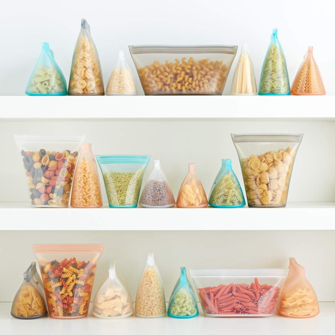 Zip Top Reusable Food Storage Bags | Small Dish [Teal] | Silicone Meal Prep Container | Microwave, Dishwasher and Freezer Safe | Made in the USA