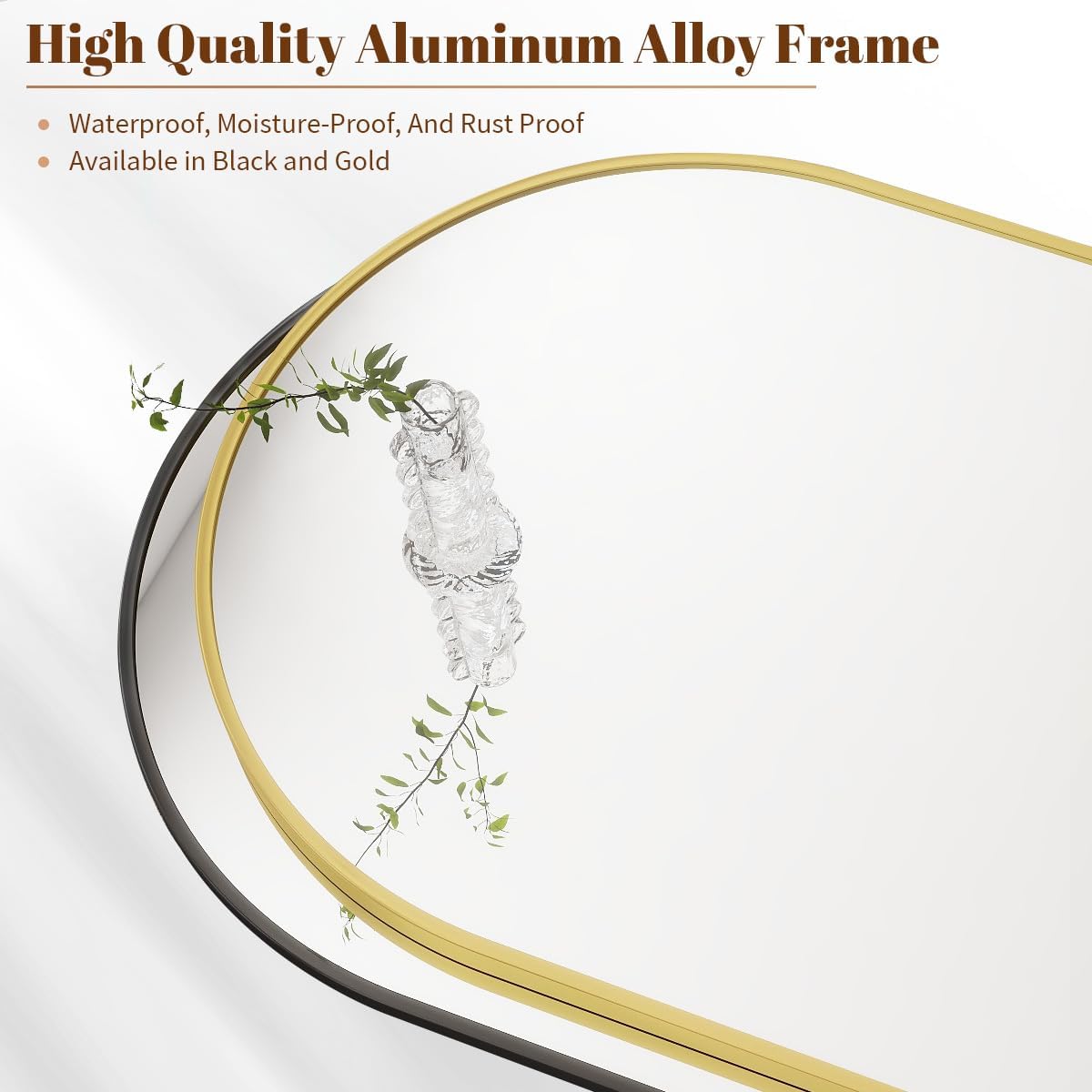 BEAUTYPEAK 32"x34" Arch Bathroom Mirror, Wall Mounted Vanity Metal Frame Mirror for Bedroom, Entryway, Living Room, Black