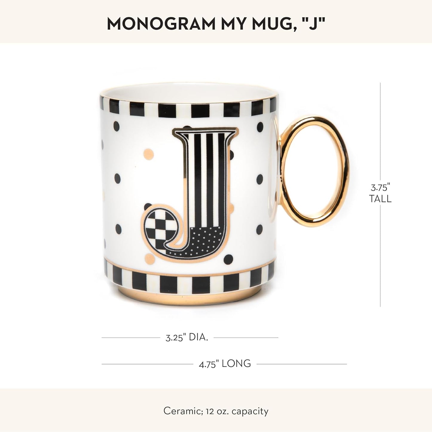 MACKENZIE-CHILDS My Mug, Decorative Ceramic Coffee Mug with Handle, J