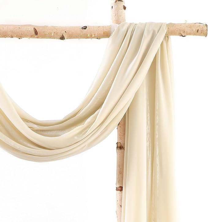 Wedding Arch Draping Fabric, 1 Panel 18FT Nude Sheer Backdrop Curtain Chiffon Fabric Drapery Voile Scarf Draping Panels for Wedding Archway Ceremony Curtain Valance Party Decoration