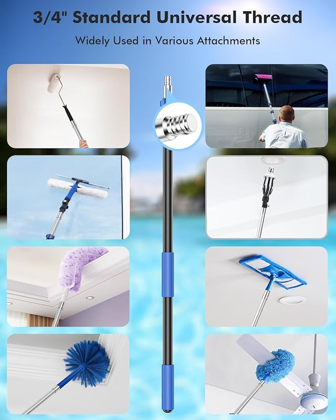 Pool Pole,Extension Telescoping Pole for Swimming Pool Cleaning Poles,Telescopic Heavy Duty Aluminium Alloy (12 FT)