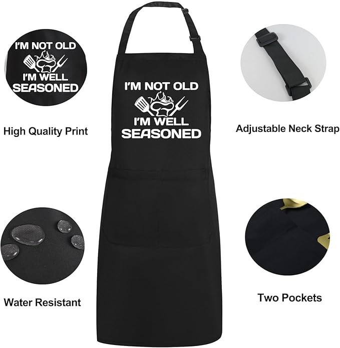 Funny Aprons for Men, Adjustable Mens apron for Grilling BBQ Cooking Grill Kitchen Chef, Birthday Gifts for Men Him