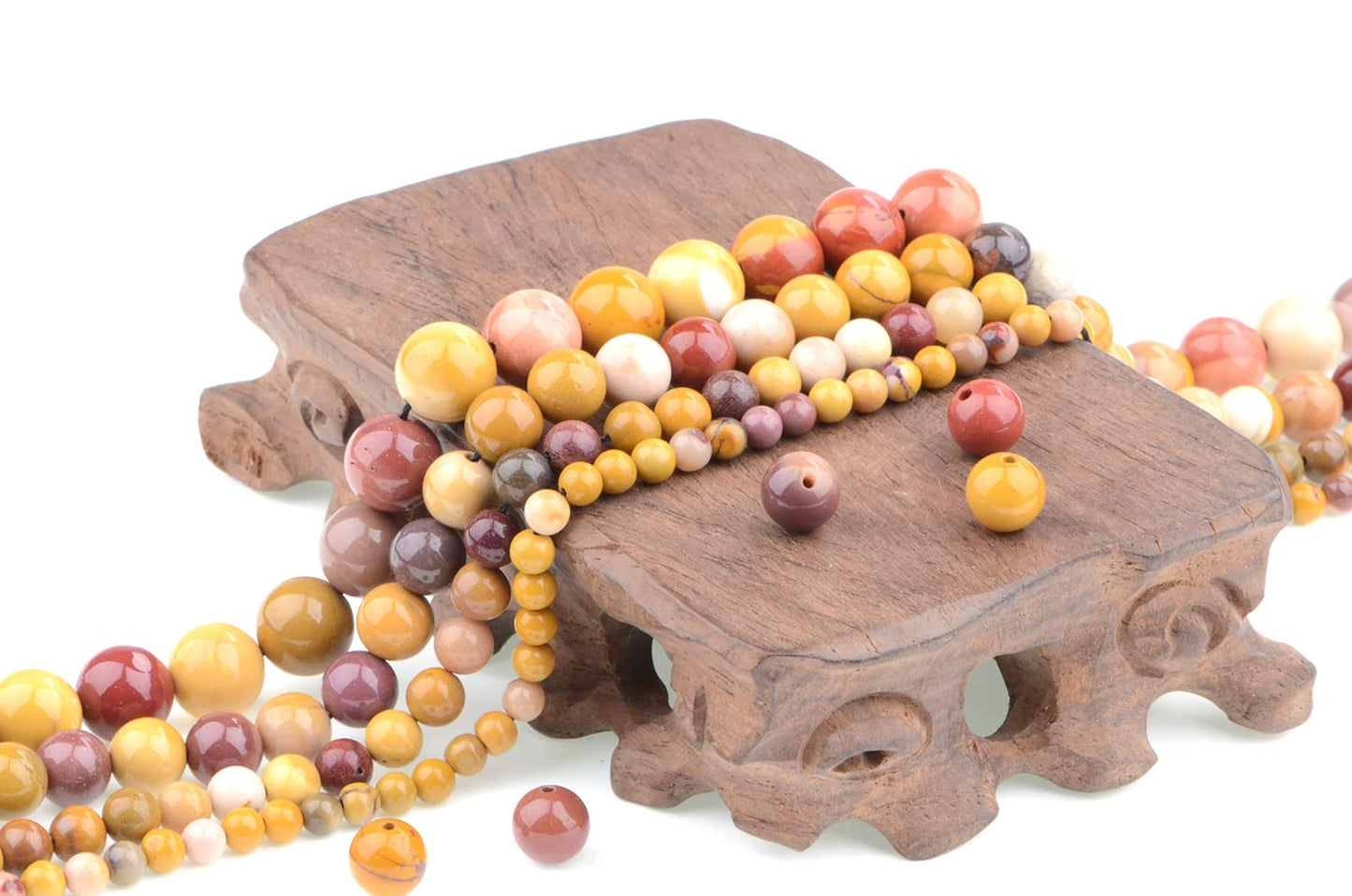 Bymitel 90 pcs Natural Genuine Real Round Loose Stone Beads Gemstone Spacers for Charm DIY Jewelry Making 15.5" per Strand 4mm (Moonkaite Jasper, 4mm)