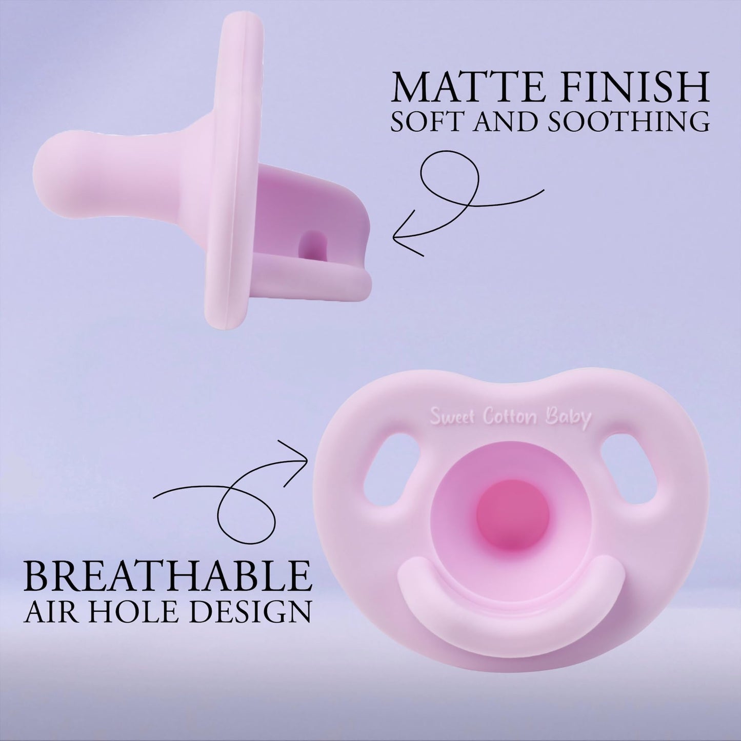 Sweet Cotton Baby Pacifier – Soft Silicone – 0-36 Months – BPA Free – Natural Latch – Lightweight, Dishwasher Safe – for Newborns, Infants, Toddlers