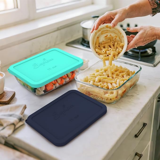 Sophico 11 Cup Rectangle Silicone Storage Cover Lids Replacement for Pyrex 7212-PC Glass Bowls, Container not Included (MINT- 1PACK)