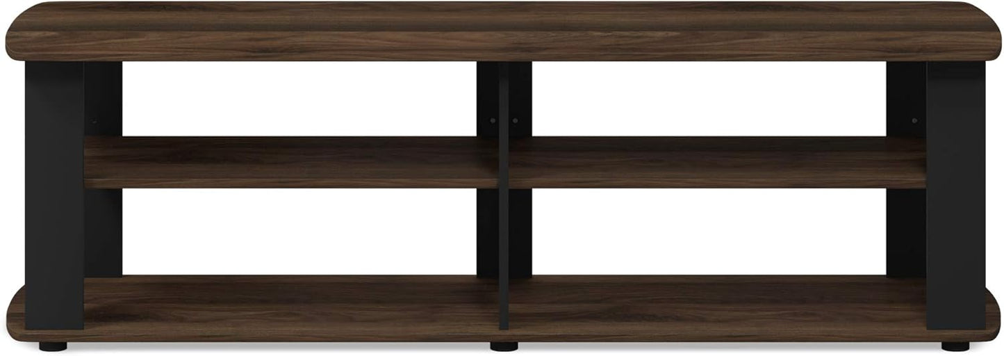 FURINNO Nelly Entertainment Center TV Stand, Short 43.3"(W) x13.4(H) x13.1(D), Columbia Walnut/Black