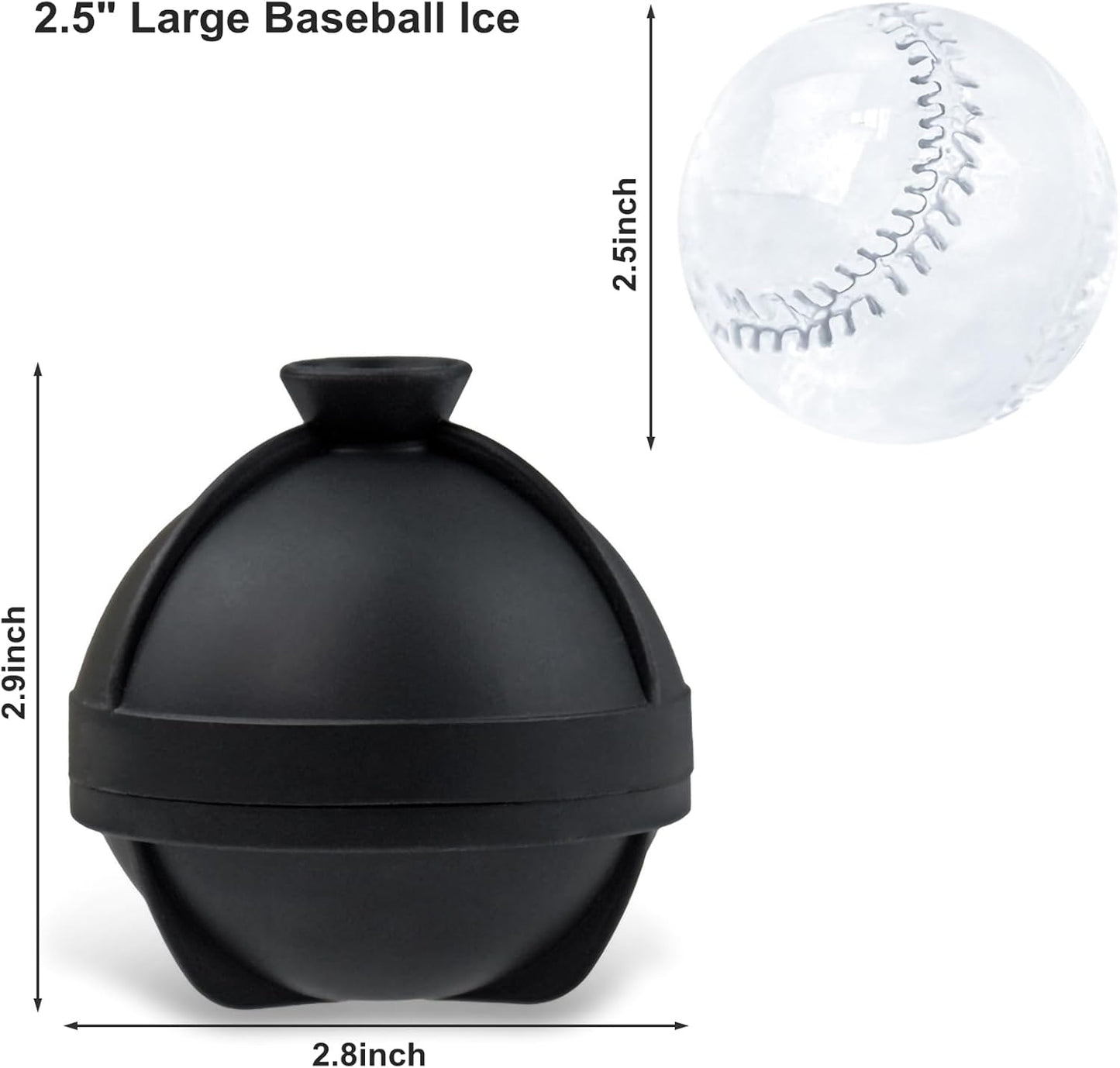 Bangp Baseball Ice Cube Molds Set of 4,Whiskey Round Ice Cube Molds,Novelty Sphere Ice Molds Create 2.5 Inch Baseball Shaped Ice Balls - Each Stone Keeps Your Drinks Cool and Unique,for Men and Women