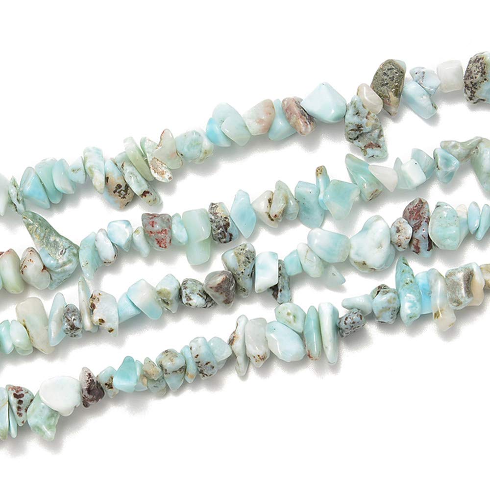 PLTbeads 5-8mm Natral Healing Gemstone Waist Bracelets Necklace Kit Irregular Stone DIY Crafts Design Jewelry Making 1 Strand per Bag Approxi 34 inch (Larimar Chips)