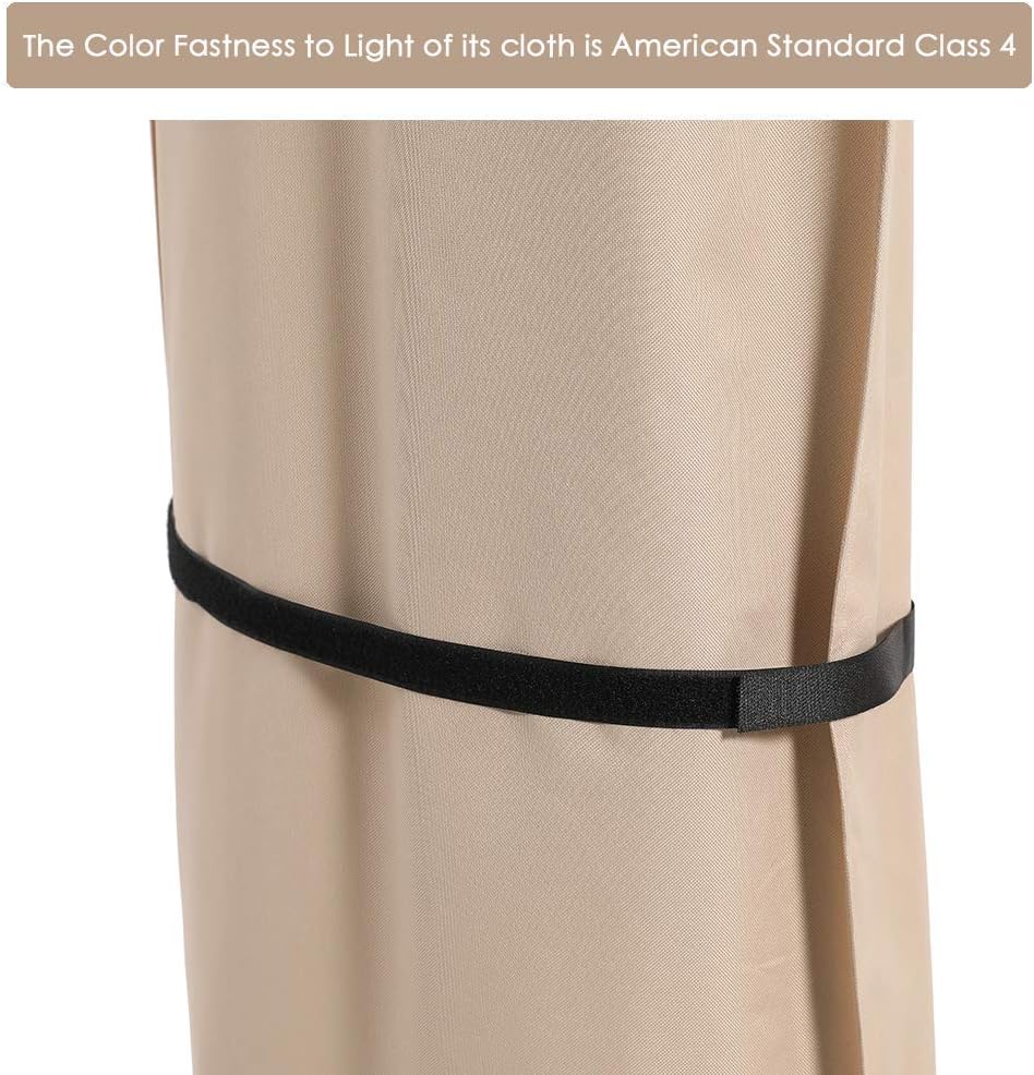 SUPERJARE Patio Umbrella Cover with Rod for 7 to 11 Ft Umbrellas & 15 Ft Double-Sided Umbrellas, 600D Protective Waterproof Cover with Zipper, Beige & Brown