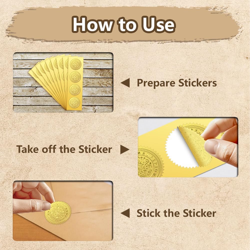 Peacoblue Gold Foil Stickers Seals Embossed 2 Inch 100Pcs Letter S, Self Adhesive Gold Around Embossing Stickers for Envelope Seals, Gift Decor, Certificate Paper, Birthday Party Invitation