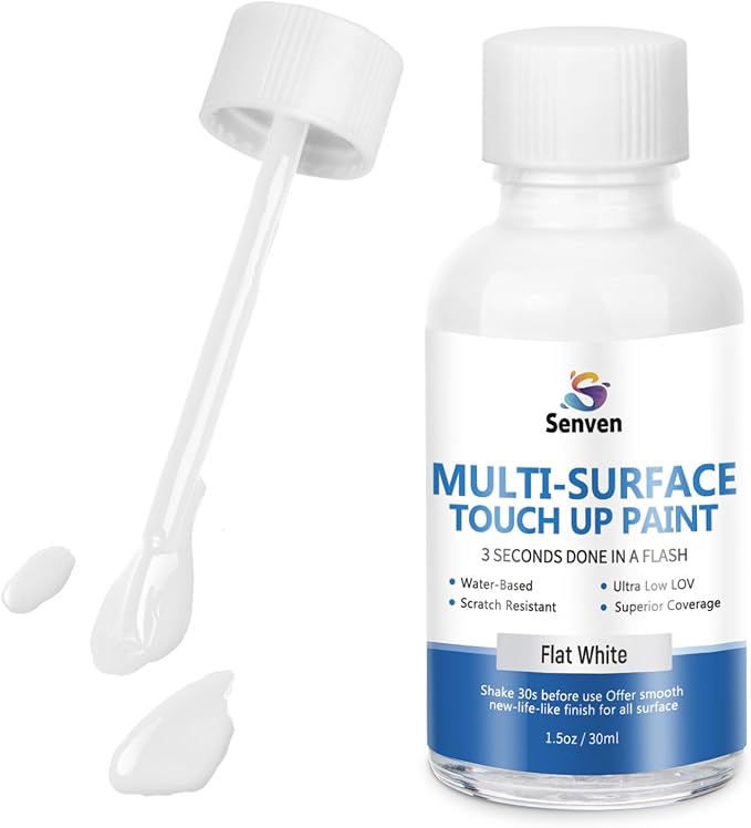 White Touch Up Paint Pen, Flat White Paint for Wall, Door, Cabinets, Furniture,Cabinet, Appliance, Refrigerators, Wood, Tub & Tile, Porcelain, Acrylic, Enamel (Flat Stain, 30ML) Quick-Dry, Non-Toxic