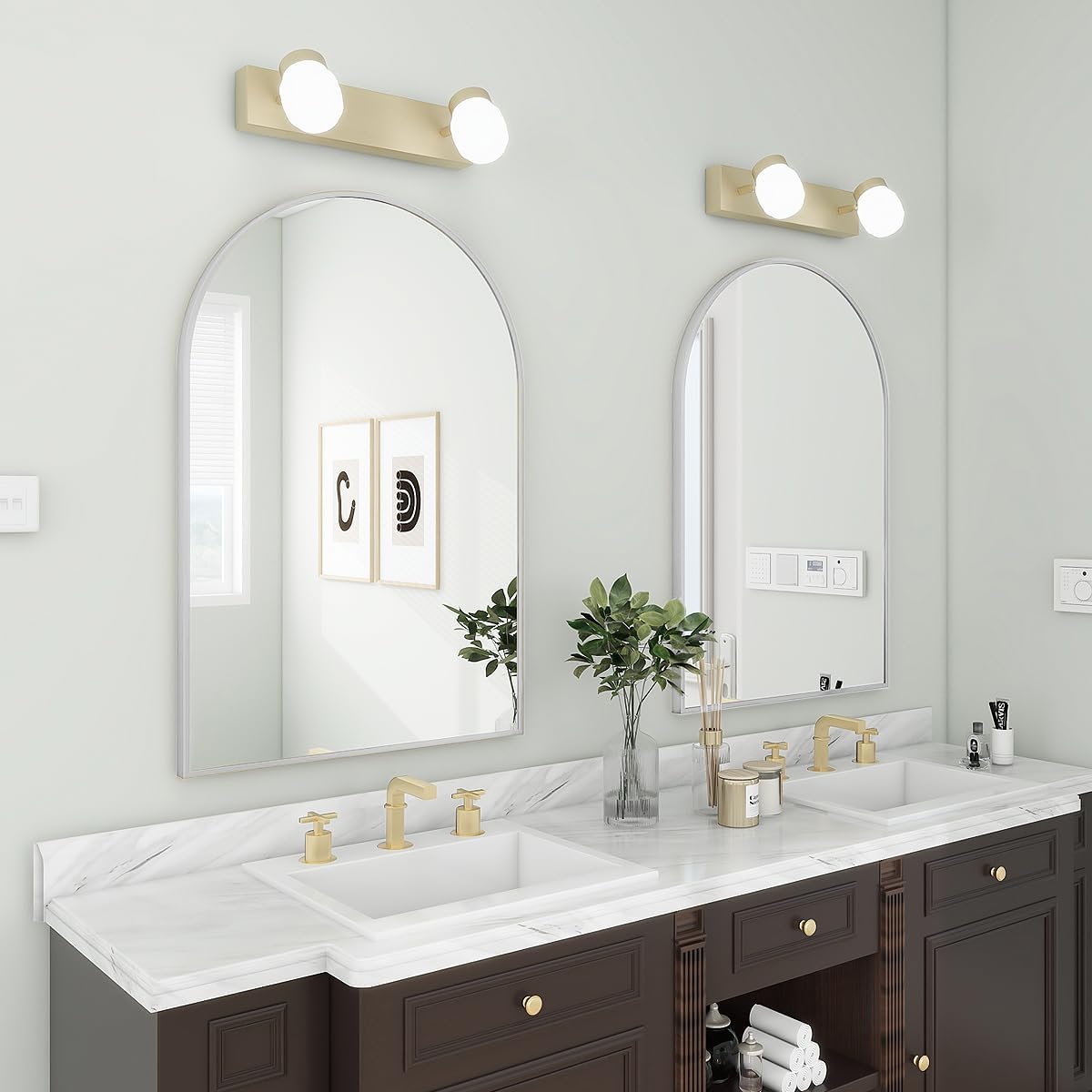 BEAUTYPEAK 20"x30" Arch Bathroom Mirror, Wall Mounted Vanity Metal Frame Mirror for Bedroom, Entryway, Living Room, Silver