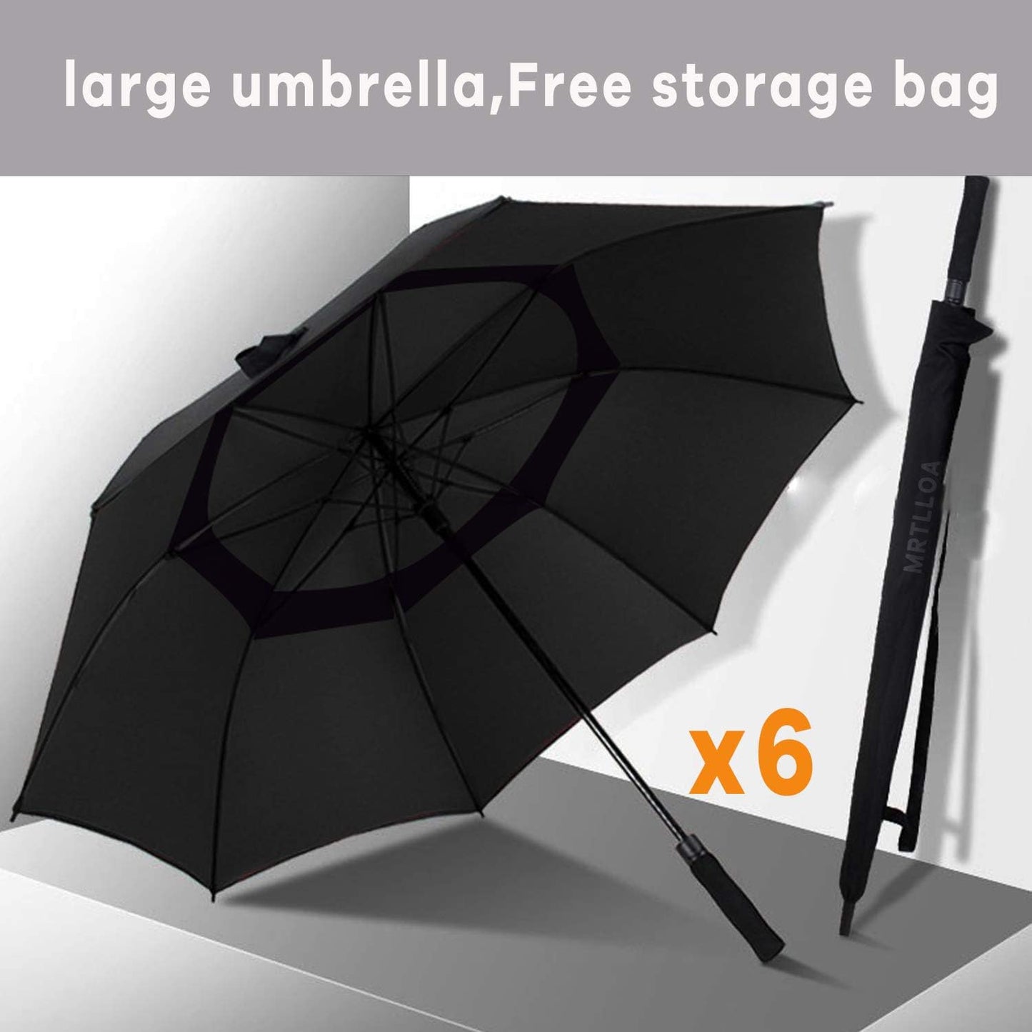 MRTLLOA 6 Pack Golf Umbrella 62/68 Inch Large Oversize Double Canopy Vented Automatic Open Stick Umbrellas for Men & Women