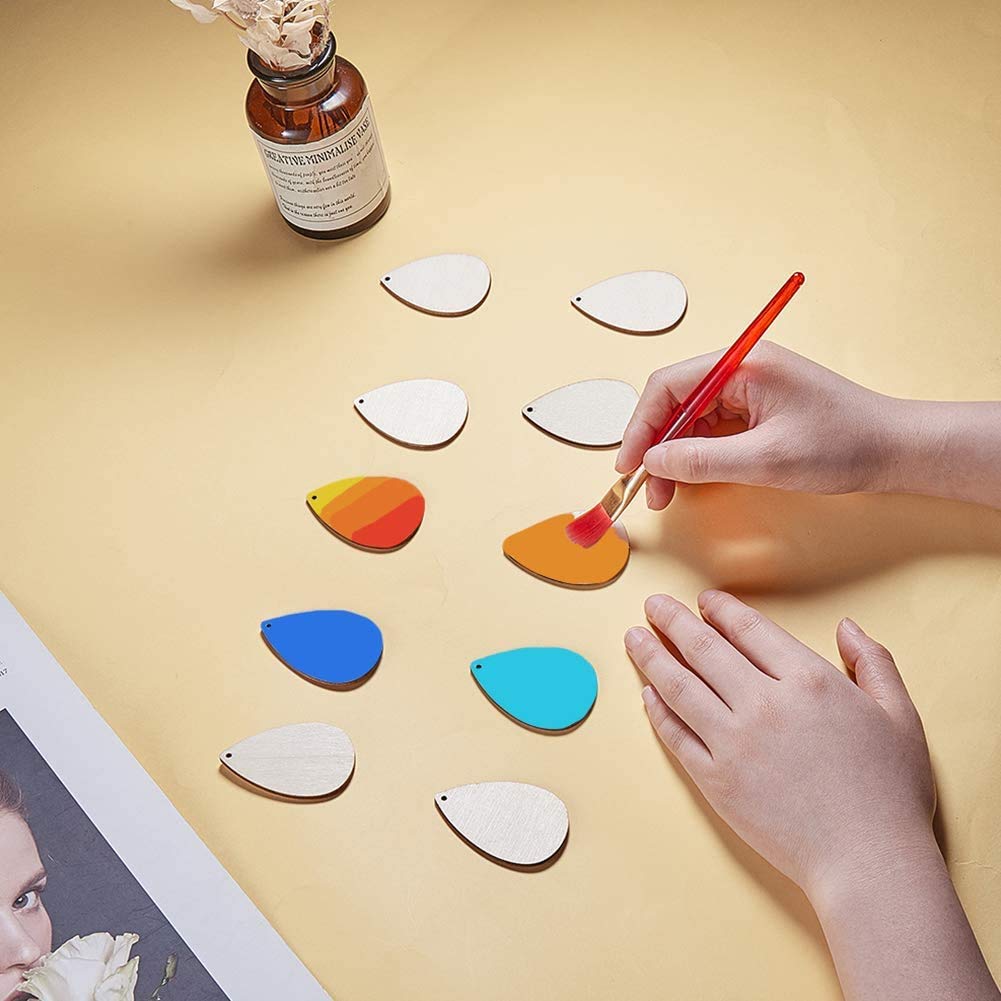 SUNNYCLUE 300Pcs 5 Shapes Unfinished Wooden Earrings Blanks Kit Unfinished Wood Large Charms Pendants Blank with Hole with 100Pcs Earring Hooks 100Pcs Jump Rings for DIY Jewelry Making Birthday Gifts