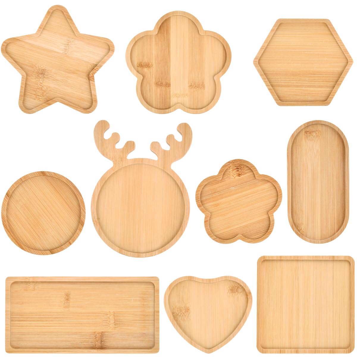 BUYGOO 10Pcs DIY Wooden Mosaic Tiles Coasters Assorted Shapes, Blank Base Trays, Drinking Cup Coaster, Plant Coaster, Art Plate, DIY Mosaic Supplies for Arts and Crafts Home Decor