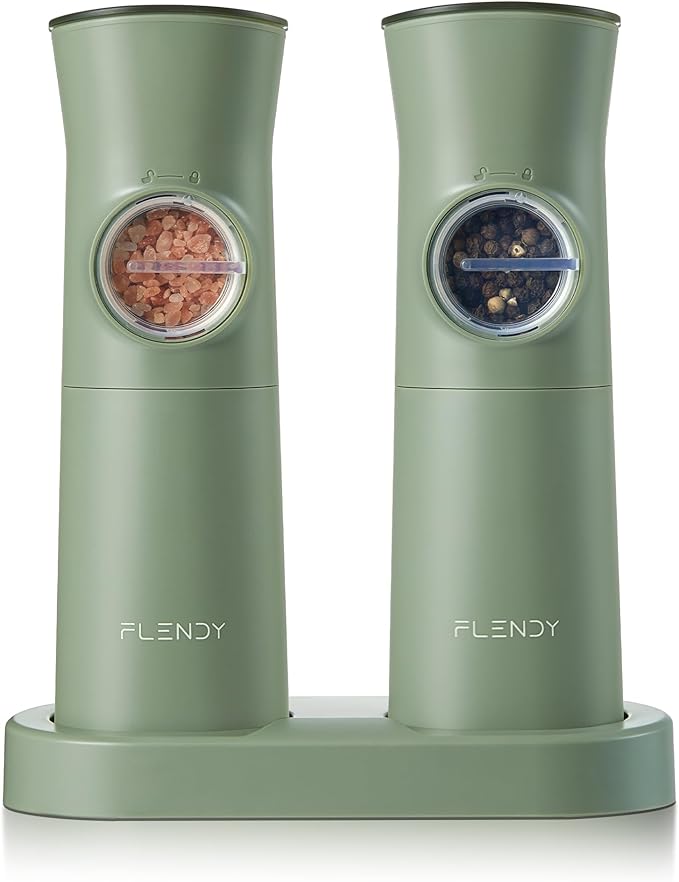 Gravity Electric Salt and Pepper Grinder Set Rechargeable, Automatic Salt and Pepper Grinder Set with USB C Charging Base, Gravity Salt and Pepper Shakers Set Electric