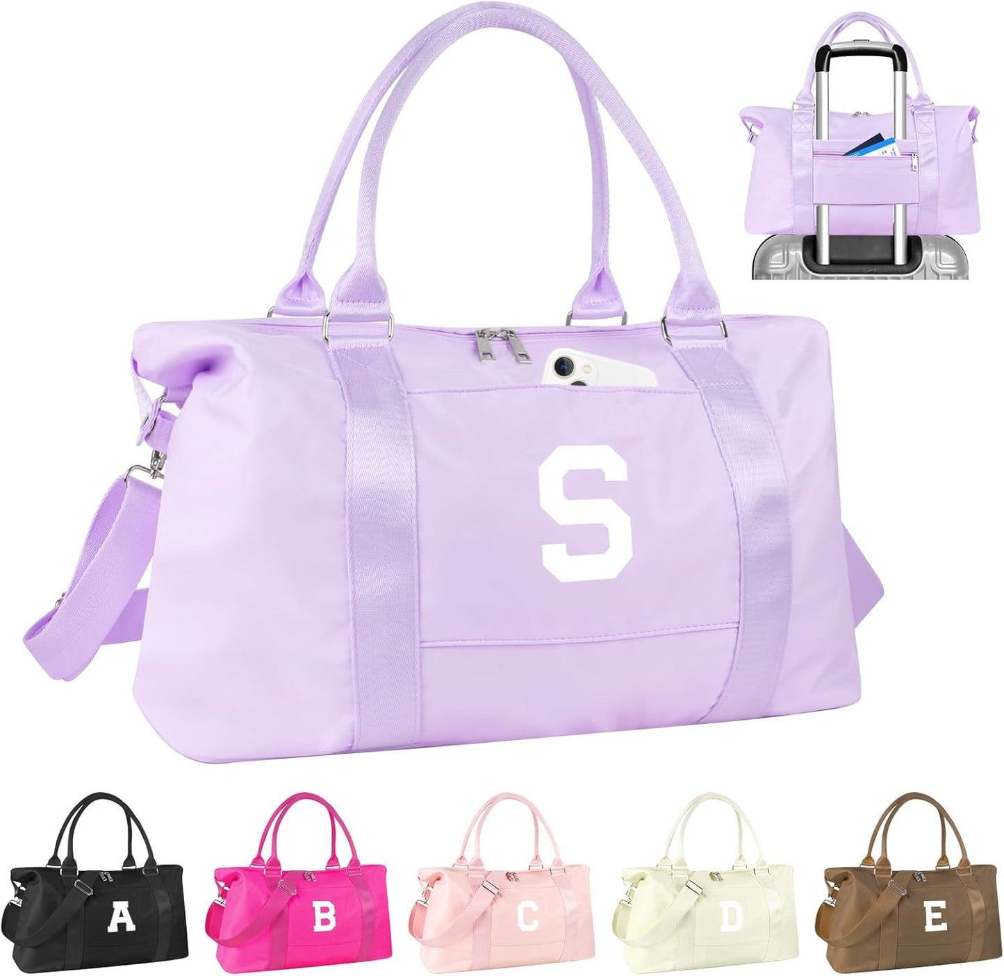 Daughter Niece Gifts for Teen Girl Kids, Initial Travel Duffel Bag Sports Gym Bag Personalized Gifts Weekender Bag，Monogram Overnight Bag Cute Dance Bag Birthday Bridesmaid Gifts for Women(Purple, S)