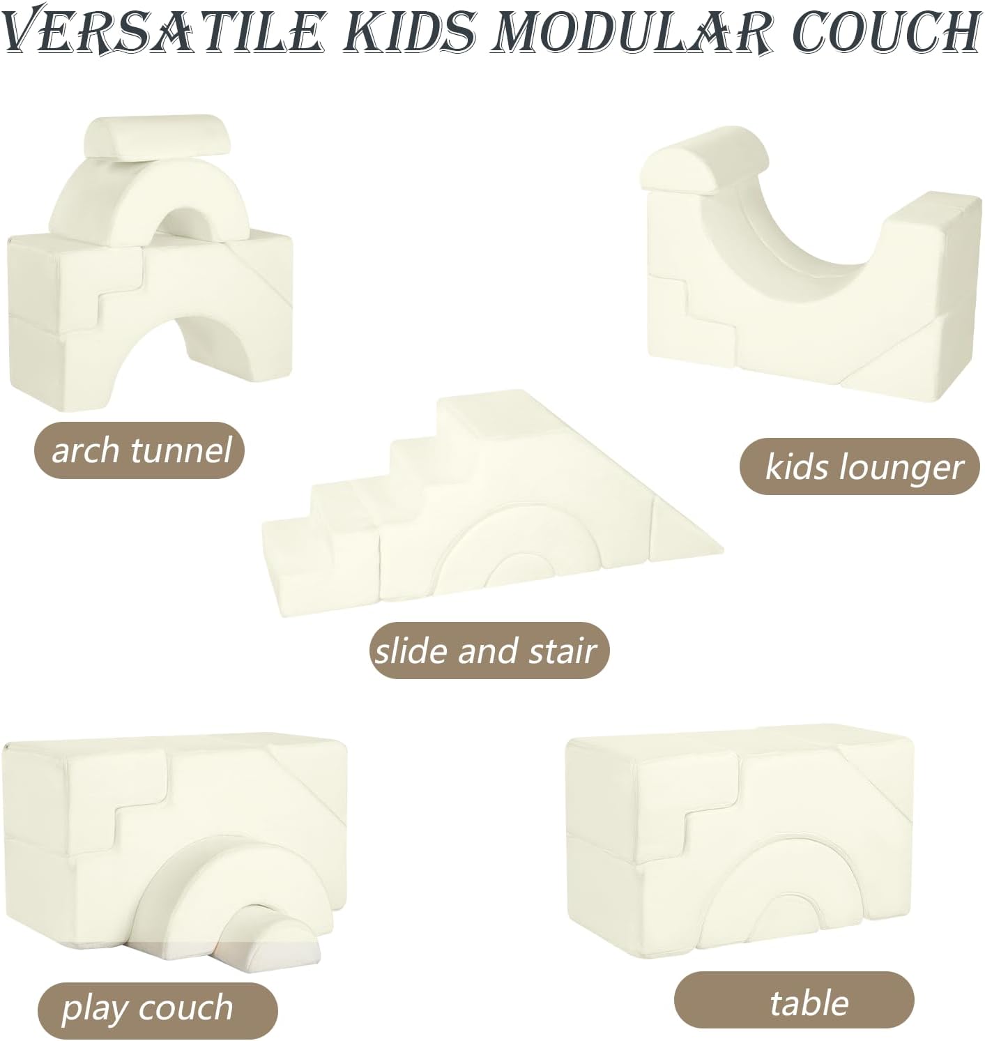 MeMoreCool Foam Climbing Toddler Couch, Modular Kids Sofa with Slide & Stair, Convertible Baby Couch for Playroom, Sectional Furniture for Crawling, Climbing, and Kids’ Play