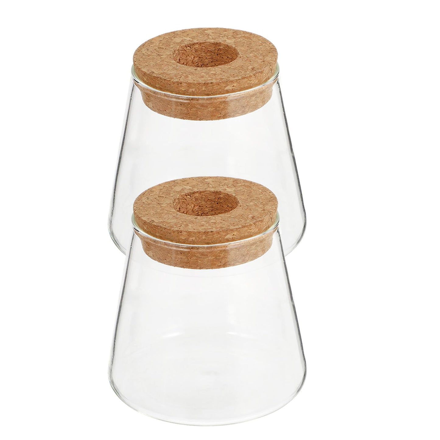 CONGARTENO 2pcs Glass Terrarium Vases for Hydroponics Plants, Small Glass Containers with 6.5cm Opening, Desktop Plant Holders for Office and Home Gardening