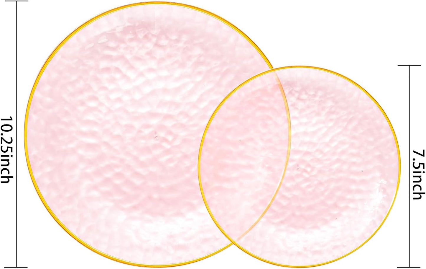 Rubtlamp 60Pcs Pink Plastic Plates,Clear Pink Plates With Gold Rim,Hammered Gold Plates Include 30Pink Plastic Dessert Platos, 30Gold Dinner Platos For Party