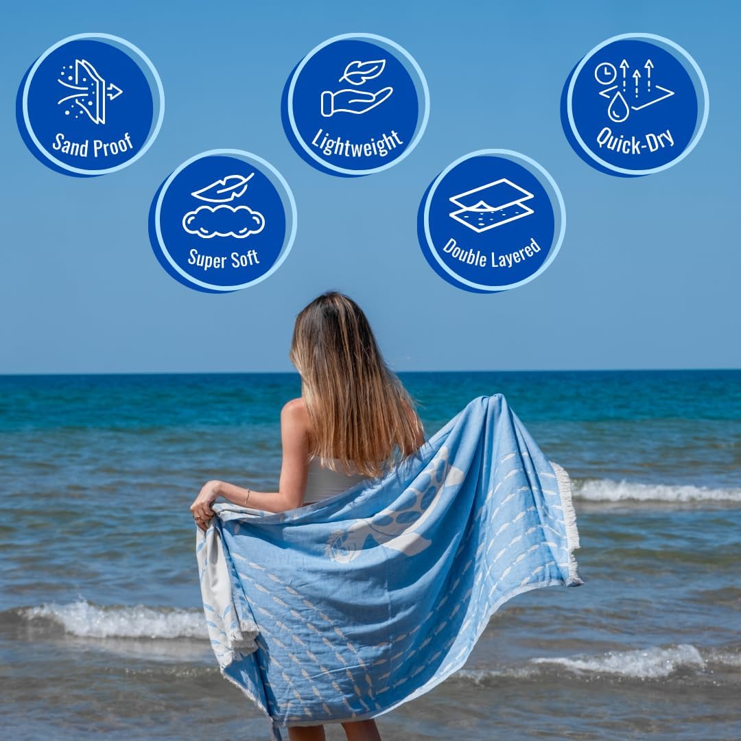 Turkish Beach Towel - 100% Organic Cotton - Soft, Quick-Dry, Sand Proof, Prewashed - Lightweight & Oversized for Beach, Pool, Yoga, Bath, Travel, Gym, Throw - Bloom (Pink)