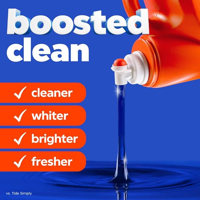 Tide Liquid Laundry Detergent, Original Scent, 125 fl oz, 100 Loads, Boosted Clean Even in Cold Water with Concentrated Washing Soap