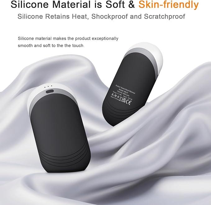 Karecel Thermally Conductive Silicone Rechargeable Hand Warmers 2 Pack, 6000mAh Double-Sided Heat AI Electric Hand Warmer, Portable Pocket Handwarmer, Fits in Gloves, Slim, Shockproof, Women Men Gifts