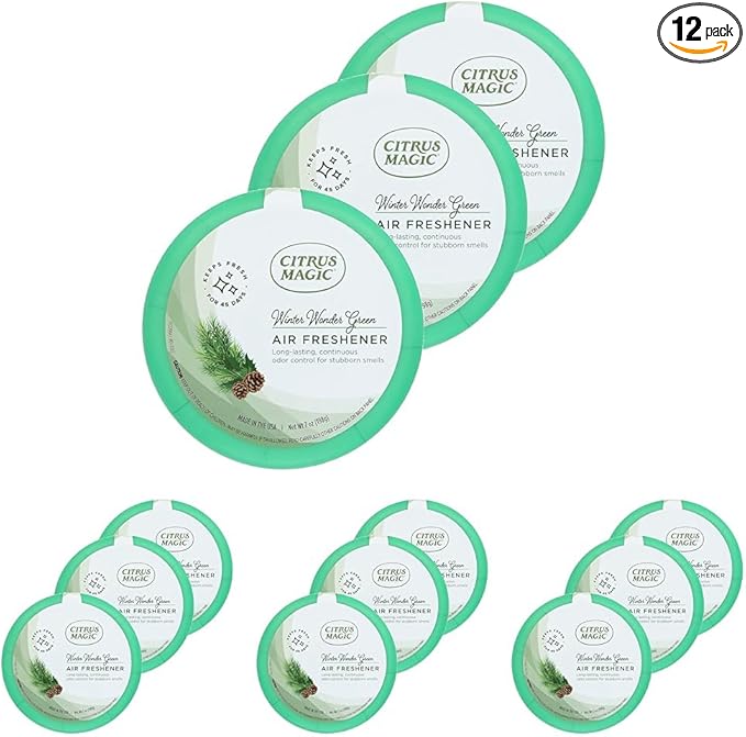 Citrus Magic Holiday Odor Absorbing Solid Air Freshener, Winter Wonder Green, 7-Ounce, Pack of 12