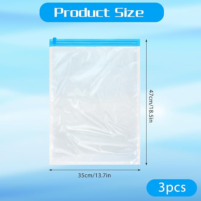 3PCS Travel Compression Bag,19.7x13.4In Roll-Up Compression Travel Bags for Clothes-Reusable Space Saver Bags Vacuum Storage Bag for Luggage,Backpack,Suitcase