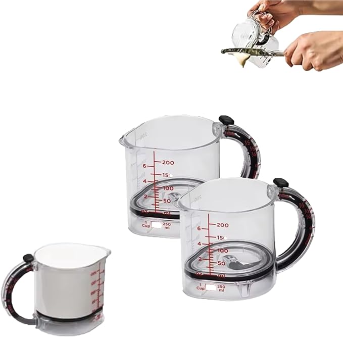 4-in-1 Adjustable Measuring Cup with Scraper Lid & Push-Up Base, Multi-function 1 Tbsp to 1 Cup Kitchen Tool for Sticky Ingredients, Baking & Cooking, Space Saving Design (Size Options) (2)