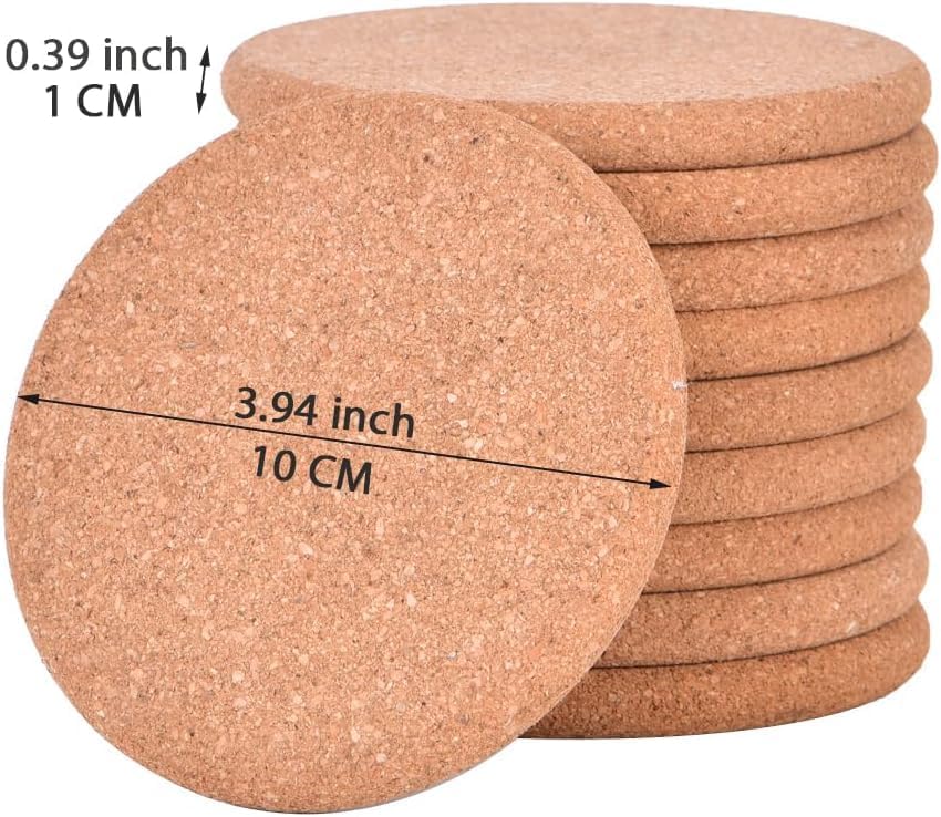 Personalized Cork Coasters for Drinks, Custom Engraved Absorbent Heat & Water Resistant Coasters for Cups and Mugs (M)