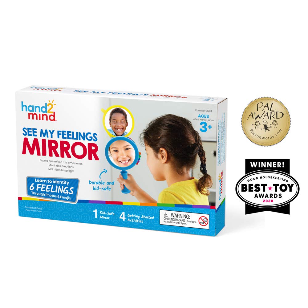 hand2mind See My Feelings Mirror, Play Therapy Toys, Mindfulness for Kids, Emotional Regulation Activities, Social Learning Supplies, Calm Down Corner Set, Set of 4