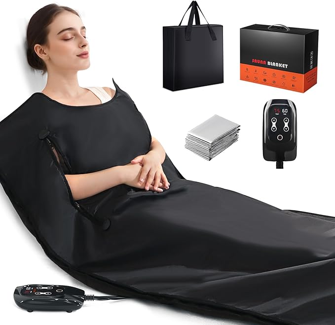 Portable Infrared Sauna Blanket for Home, 86-176℉, Detox, Circulation, Full Body Far Infrared Heating for Weight Loss, Stress Relief, Relaxation & Muscle Relief, Fast Heat-Up&Carrying Bag, 5.88x2.63ft